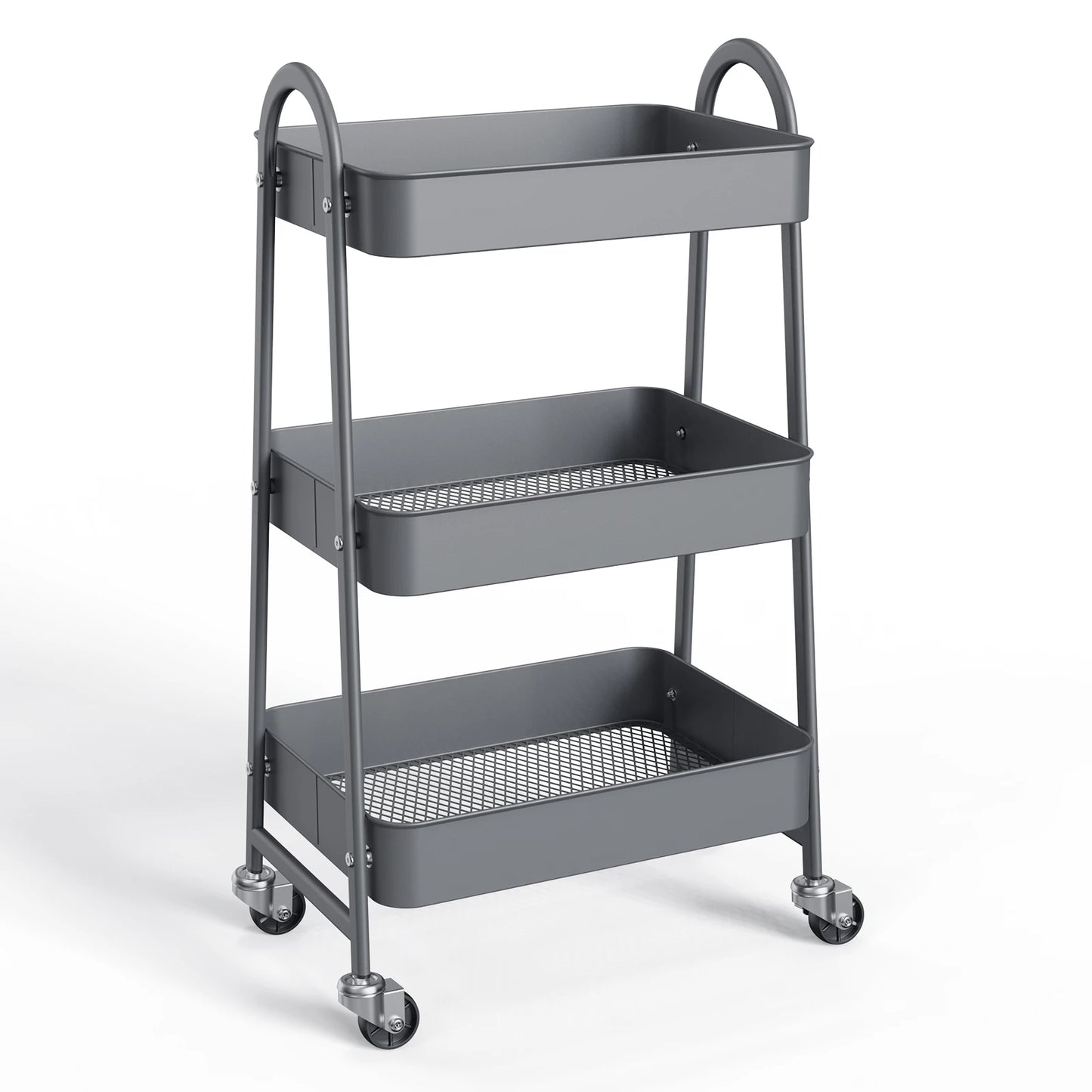 3-Tier Rolling Cart Metal Utility Storage Organizer