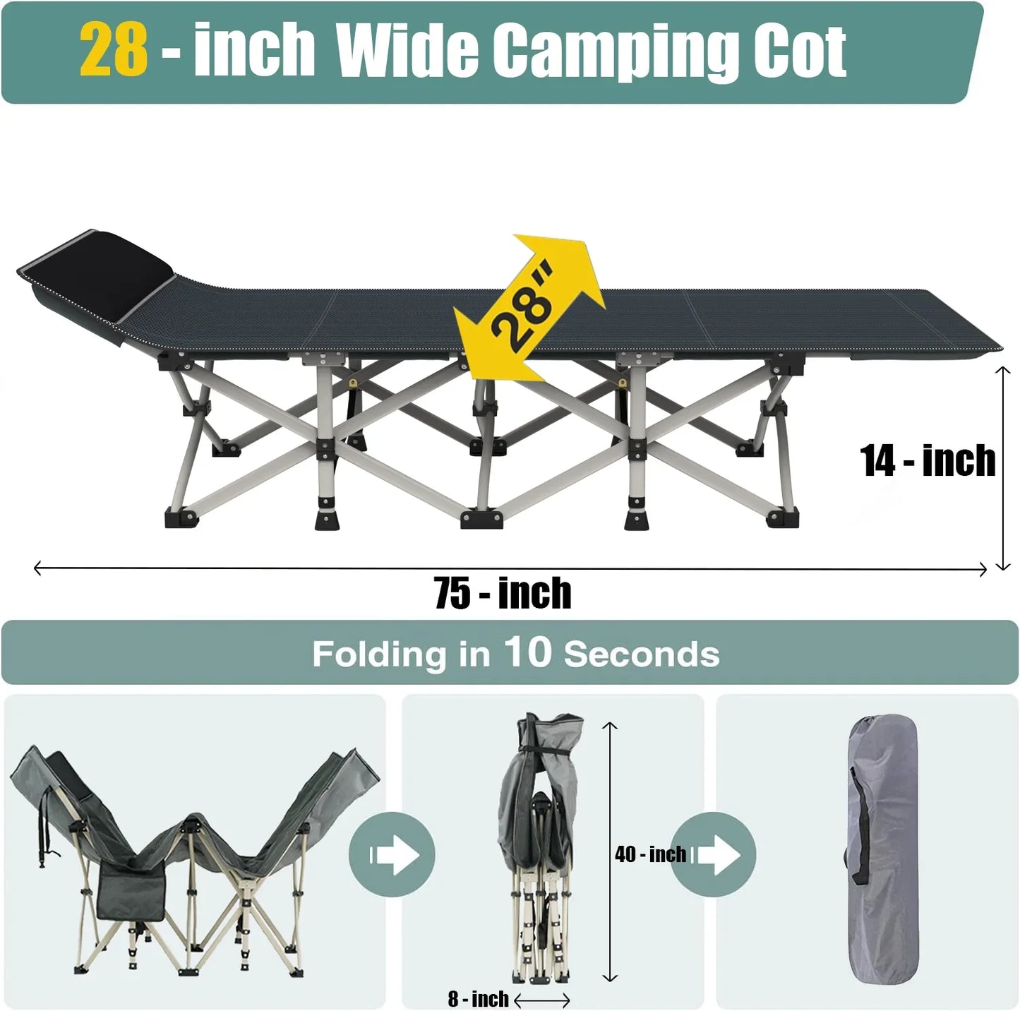 Snozeflex Portable Folding Camping Bed For Adults Outdoor Use
