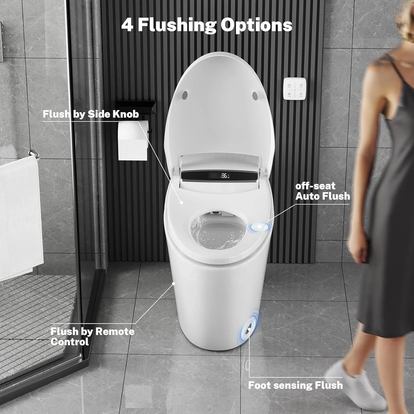 Smart One-Piece Tankless Toilet With Heated Seat And Auto Flush