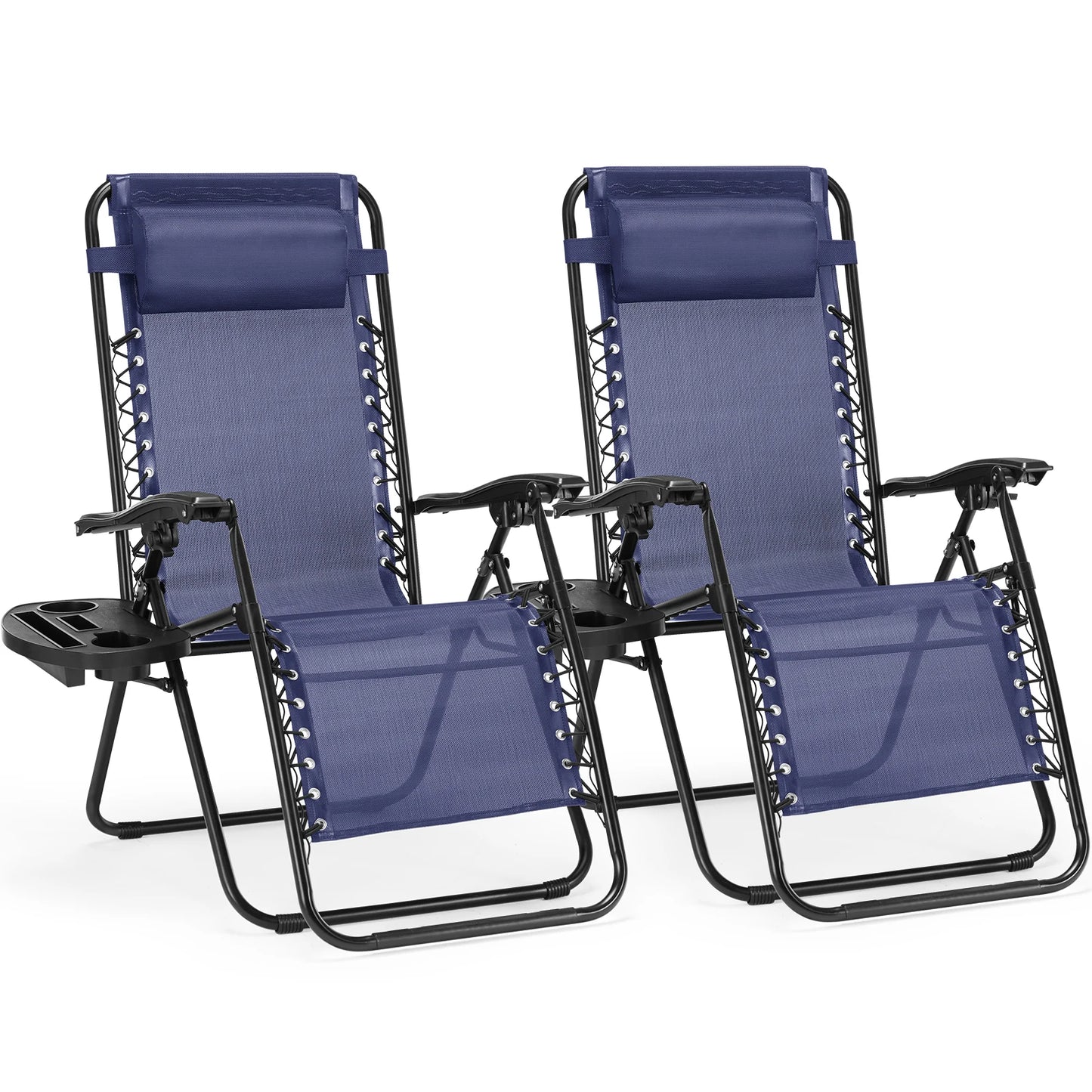 JHK Zero Gravity 2-Piece Portable Recliners with Cup Holders
