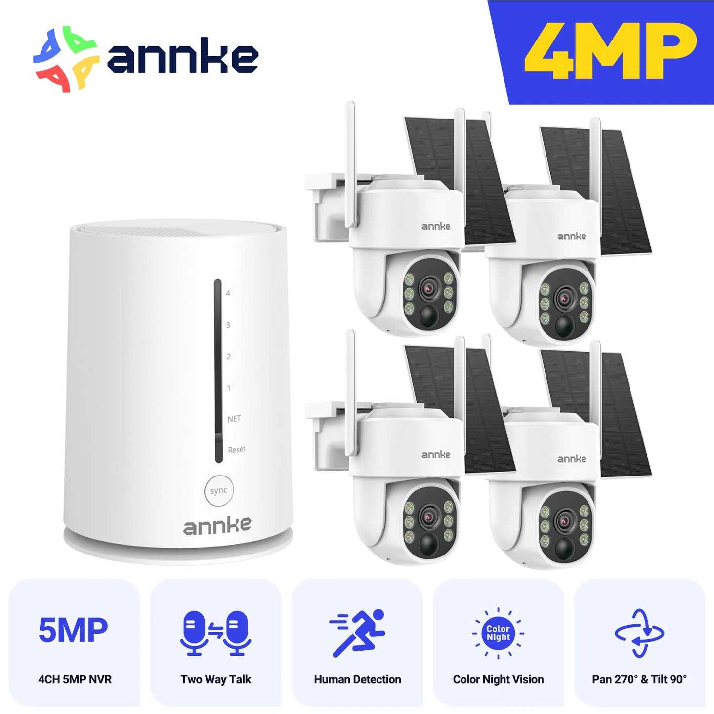 ANNKE 4MP Wireless Security Camera System 4CH NVR Kit