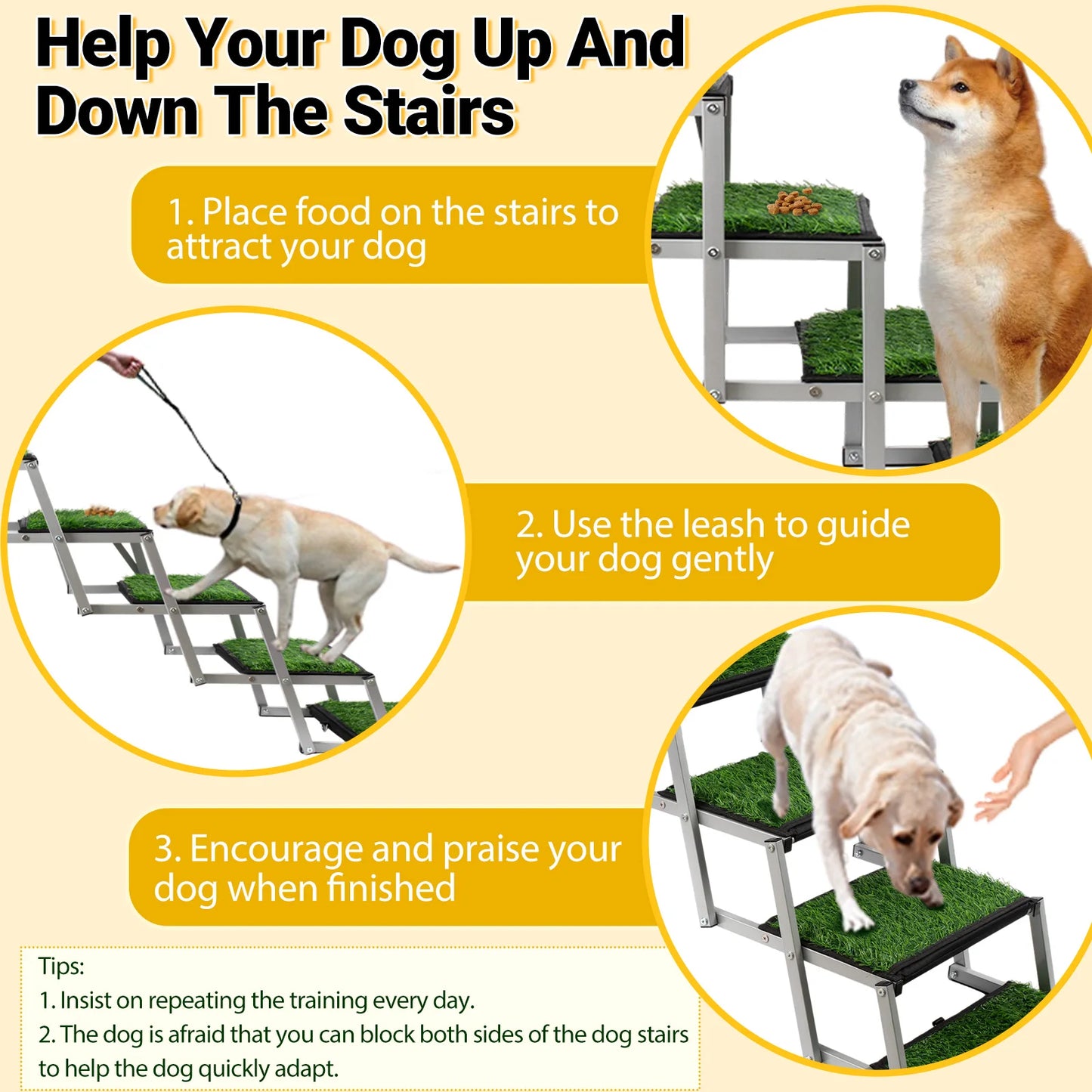 NONEDog Extra Wide Dog Stairs Foldable Ramp For Cars