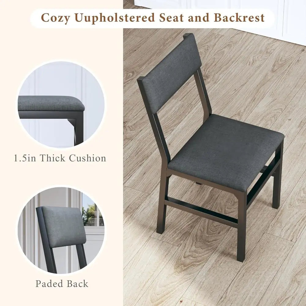 Space-Saving Extendable Dining Set for Four With Cushioned Chairs
