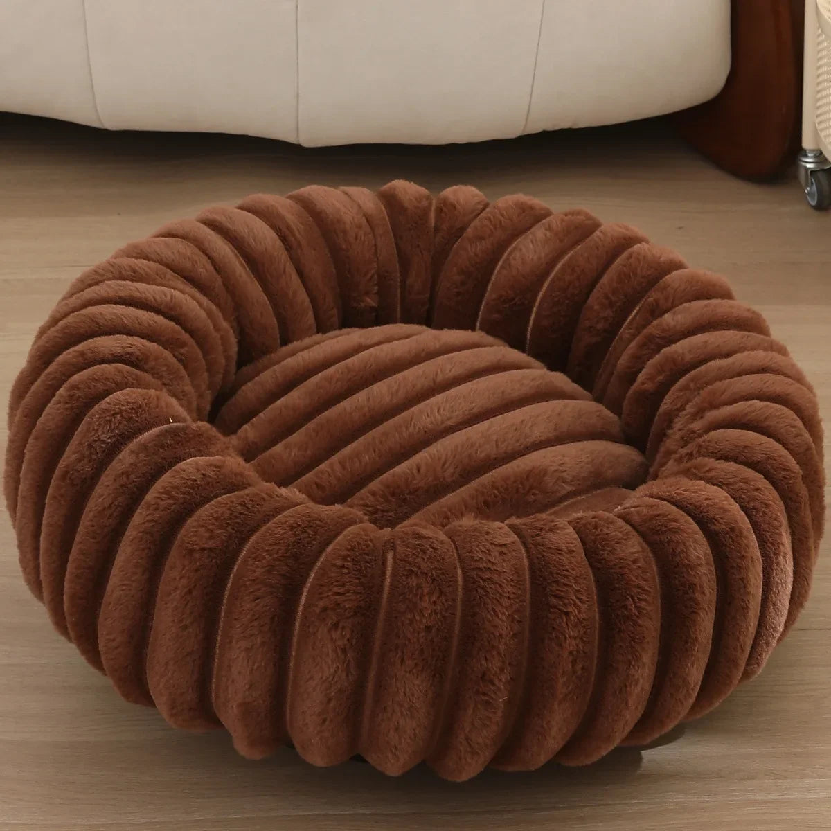 NONECN Round Pet Bed for Dogs and Cats Warm Plush