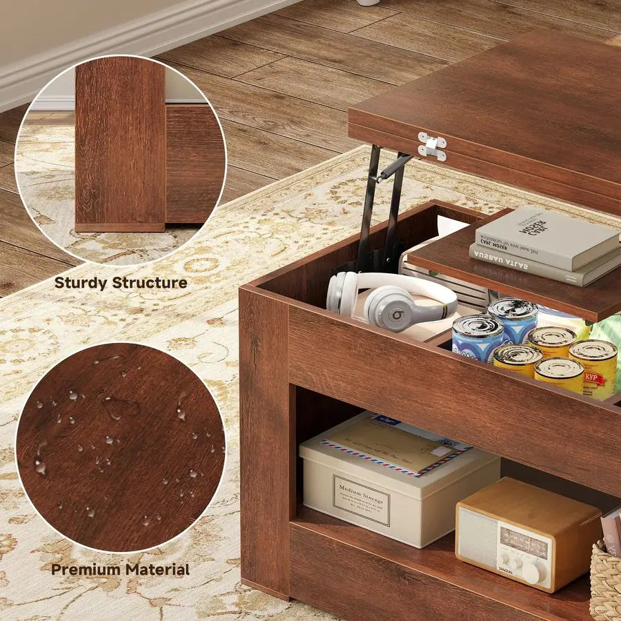 XMSJ 4-In-1 Lift Top Coffee Table With Ample Storage