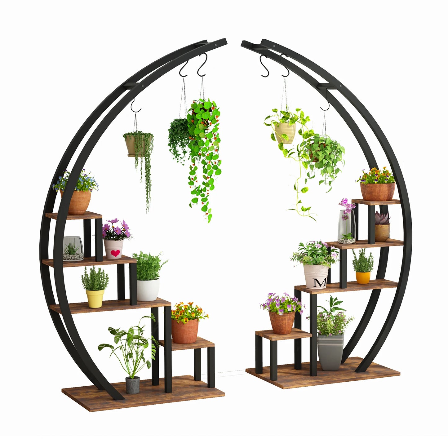 TWISTER.CK 5-Tier Half Moon Plant Stand Indoor Garden Rack 2-Pack