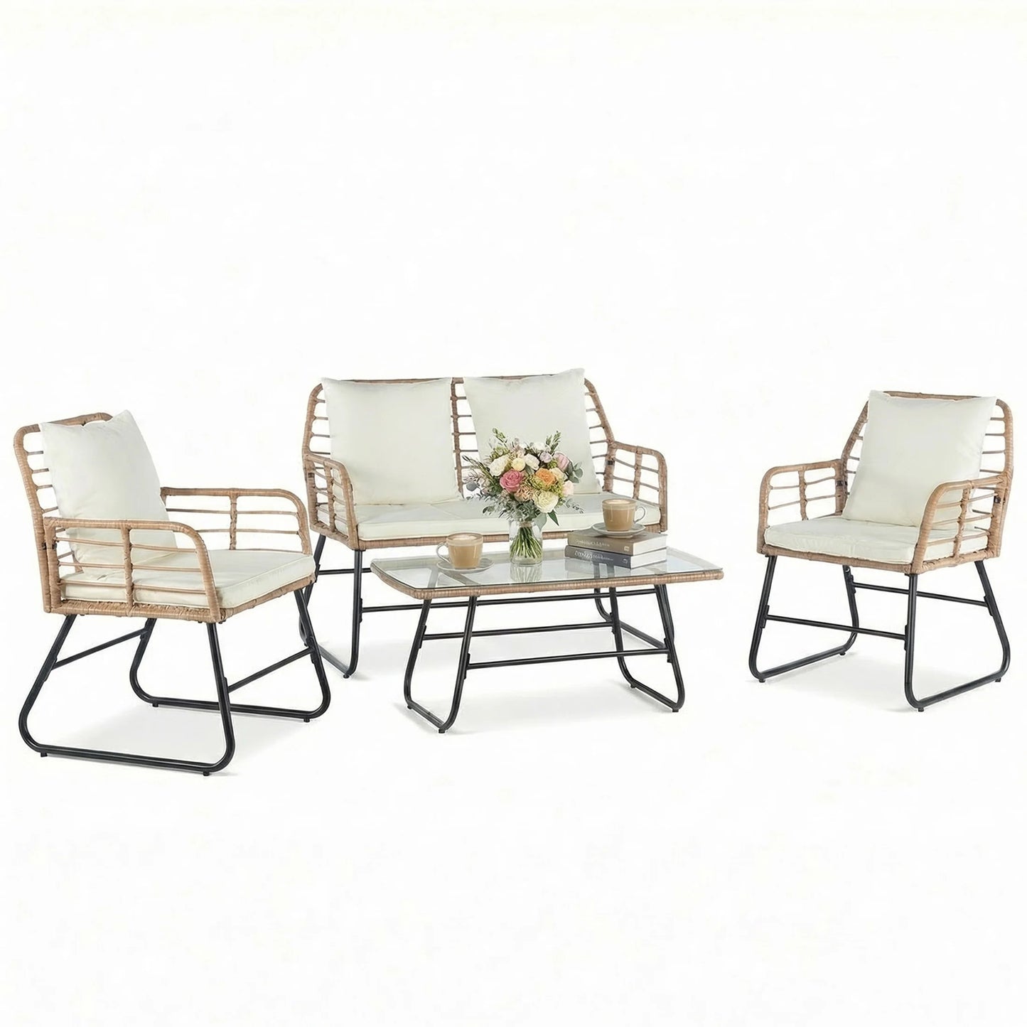 JHK Outdoor Wicker Patio Furniture Set For Garden And Lawn