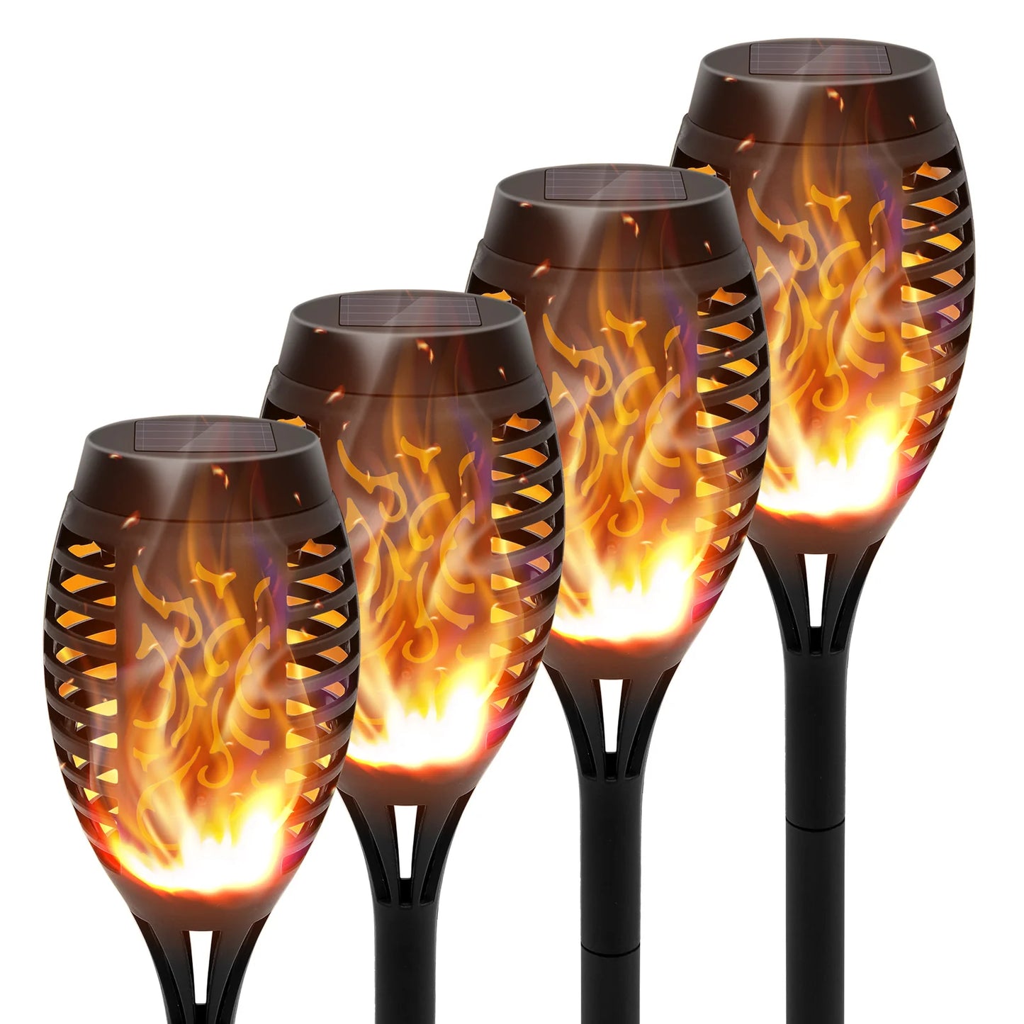 Solar Flame Torch Lights LED Outdoor Flicker For Lawn Path