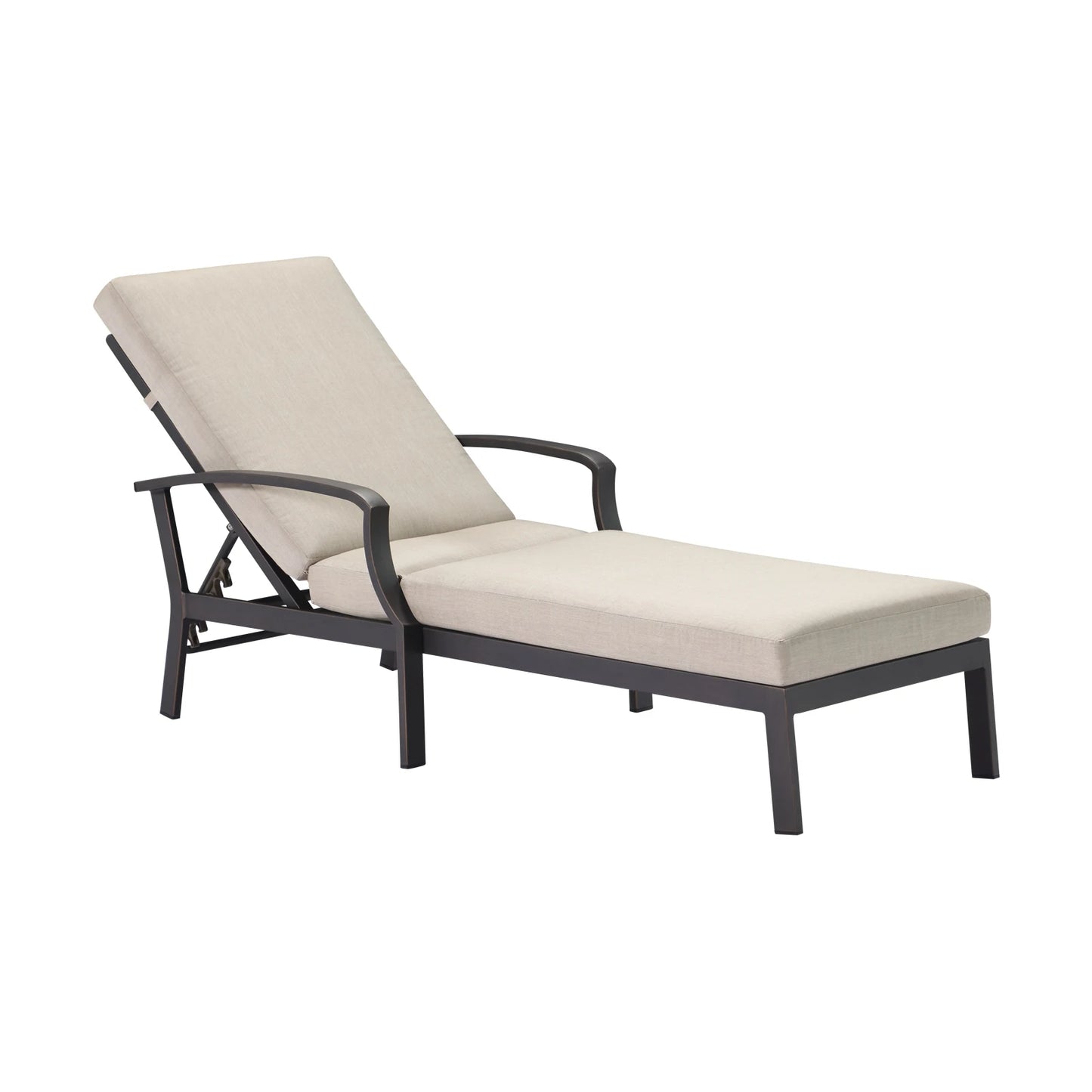SeeHill Aluminum Outdoor Chaise Lounge Chair With Cushion Adjustable Backrest
