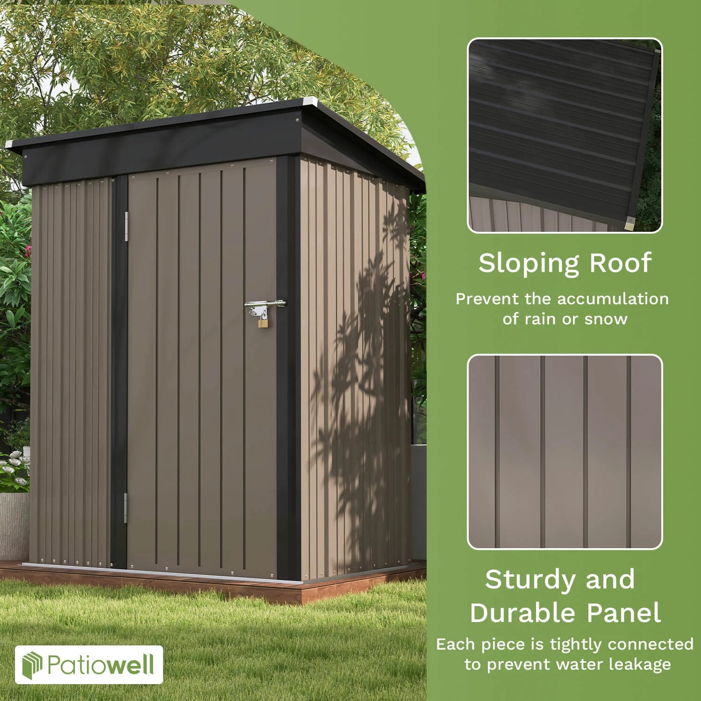 Victone Outdoor Storage Shed With Sloping Roof And Lockable Door
