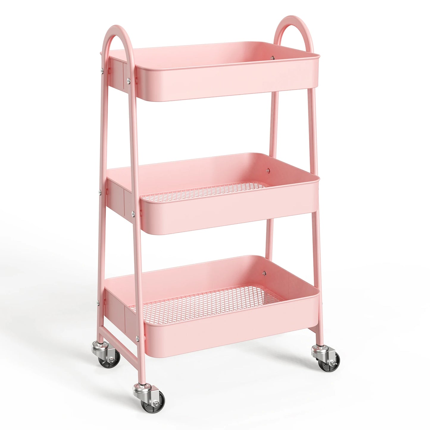 3-Tier Rolling Cart Metal Utility Storage Organizer