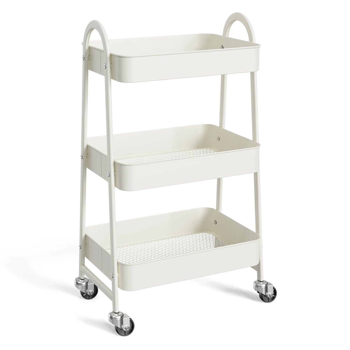 3-Tier Rolling Cart Metal Utility Storage Organizer