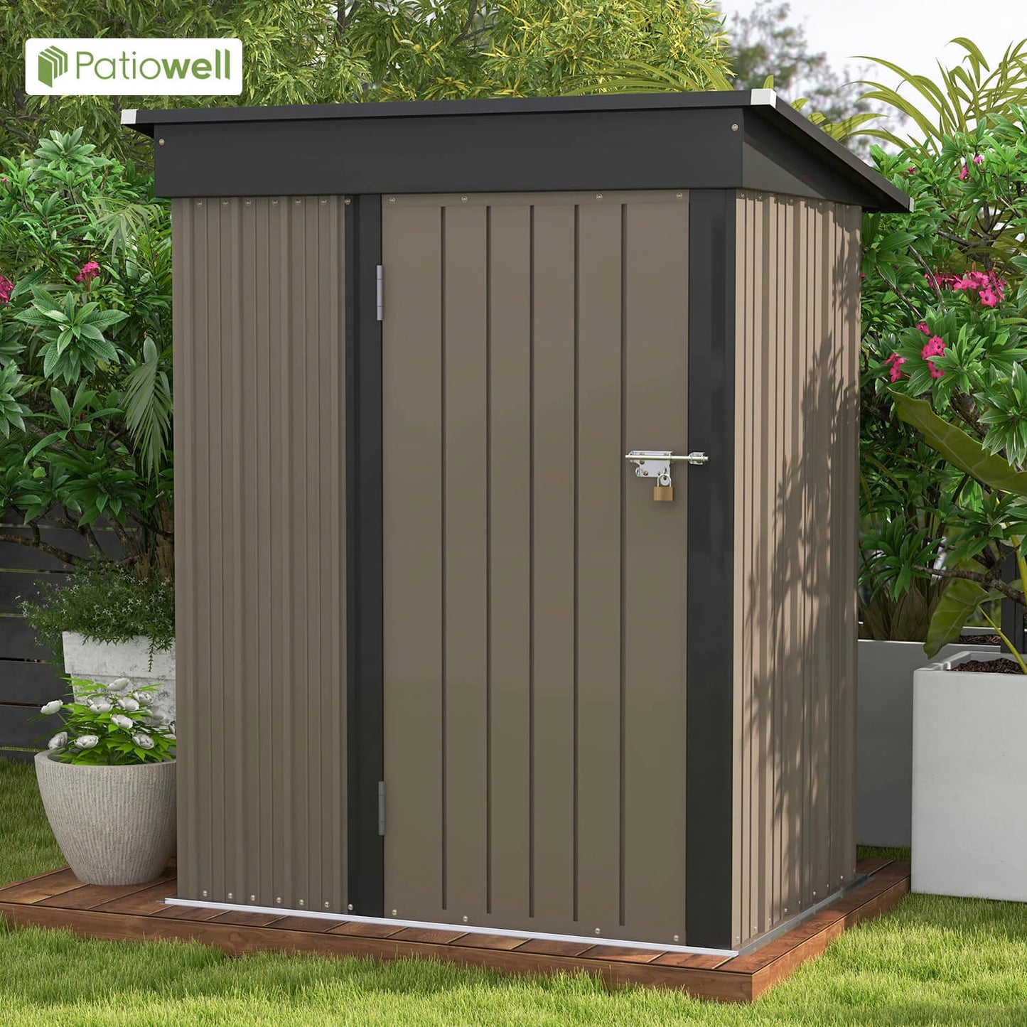 Victone Outdoor Storage Shed With Sloping Roof And Lockable Door