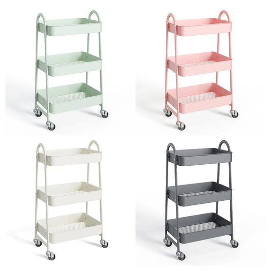 3-Tier Rolling Cart Metal Utility Storage Organizer