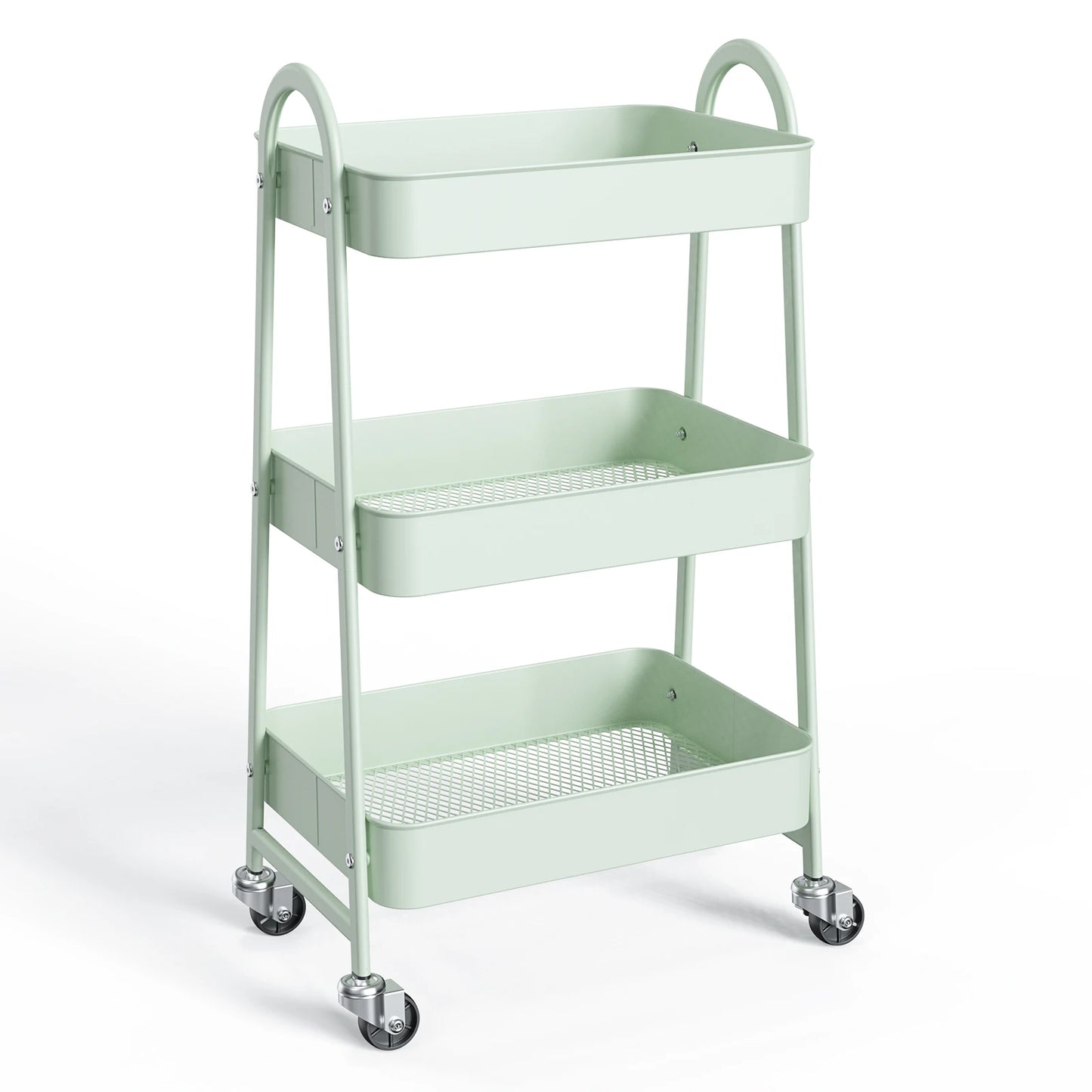 3-Tier Rolling Cart Metal Utility Storage Organizer