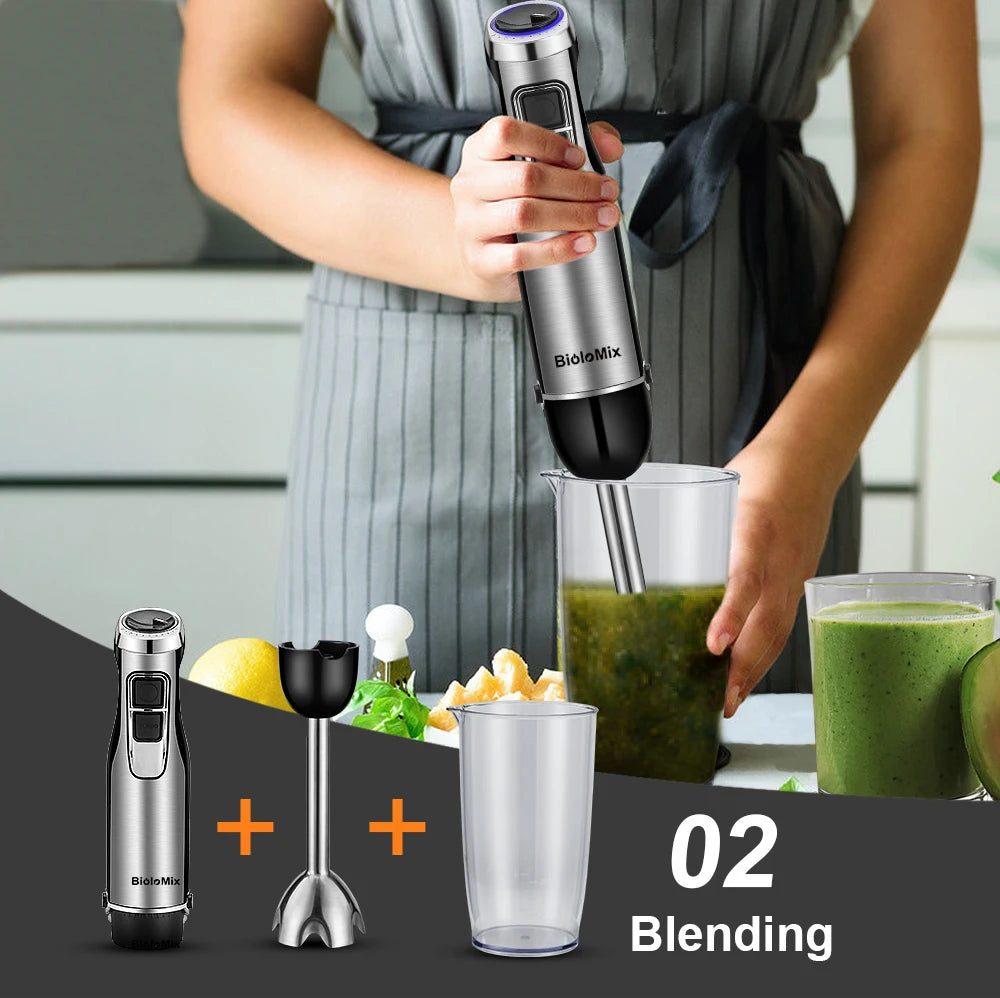 Biolomix 1200W Immersion Hand Blender With Chopper And Cup