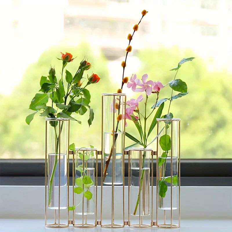 Test Tube Vase Set With Five Tubes For Centerpieces