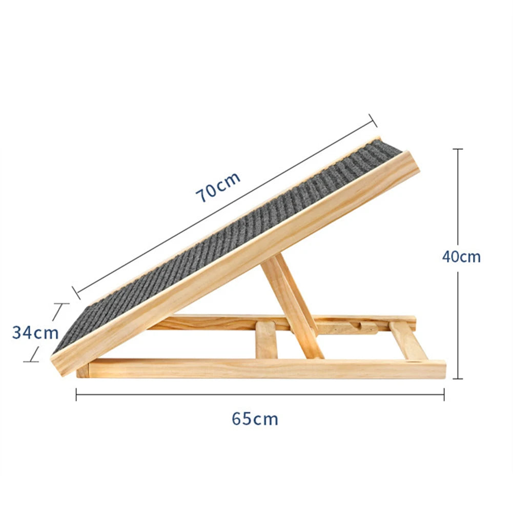 TWISTER.CK Dog Ramp Ladder Natural Pine Wood Adjustable
