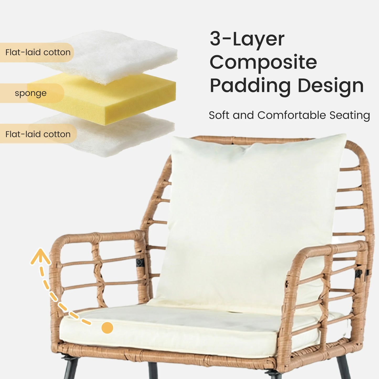 JHK Outdoor Wicker Patio Furniture Set For Garden And Lawn