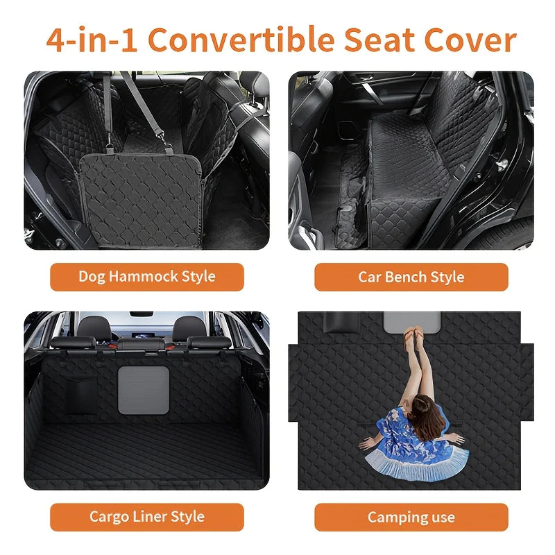NONECN Dog Car Seat Cover With Storage Pockets Waterproof Window