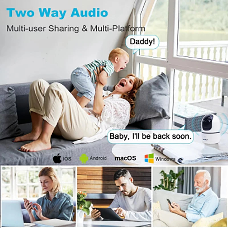 GENBOLT WiFi Indoor Security Camera 3MP Auto Tracking Baby Monitor