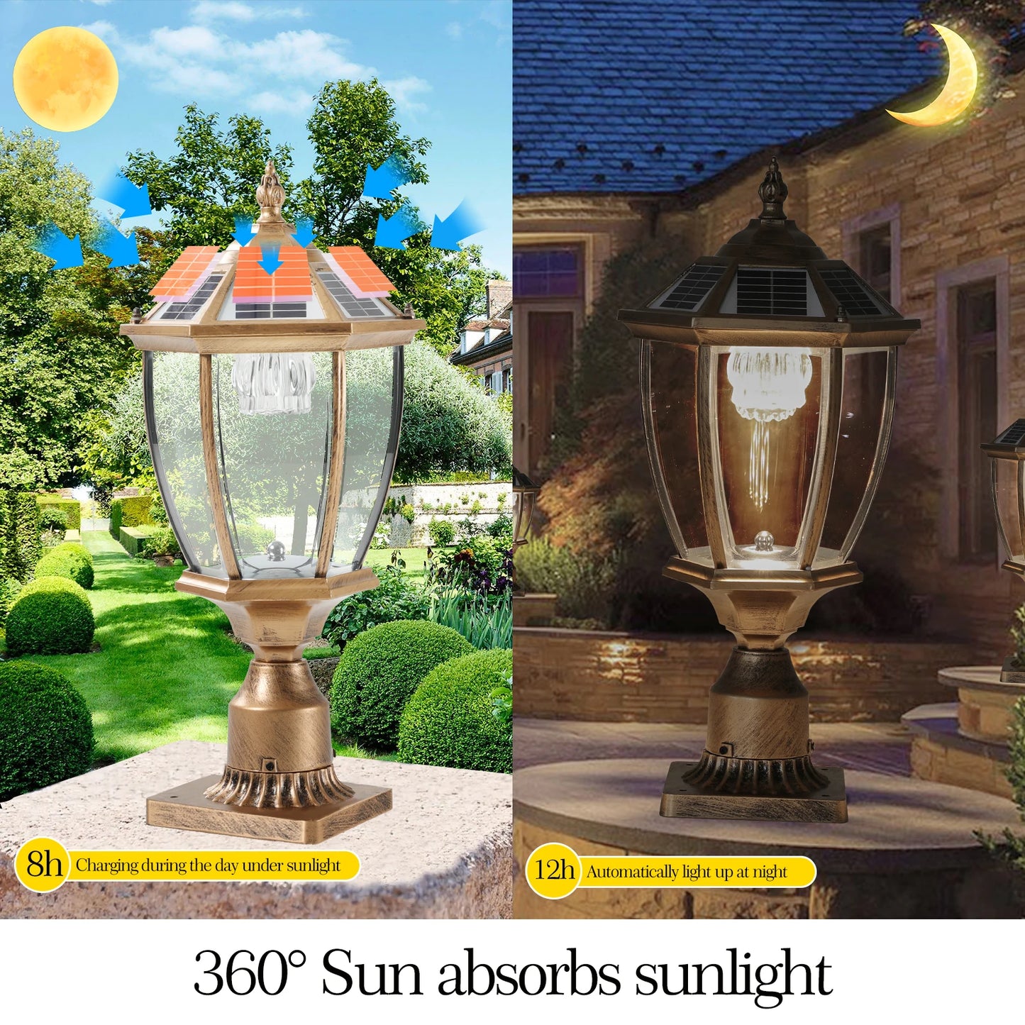 ARLGSITE Vintage Solar LED Post Light 2 Pack