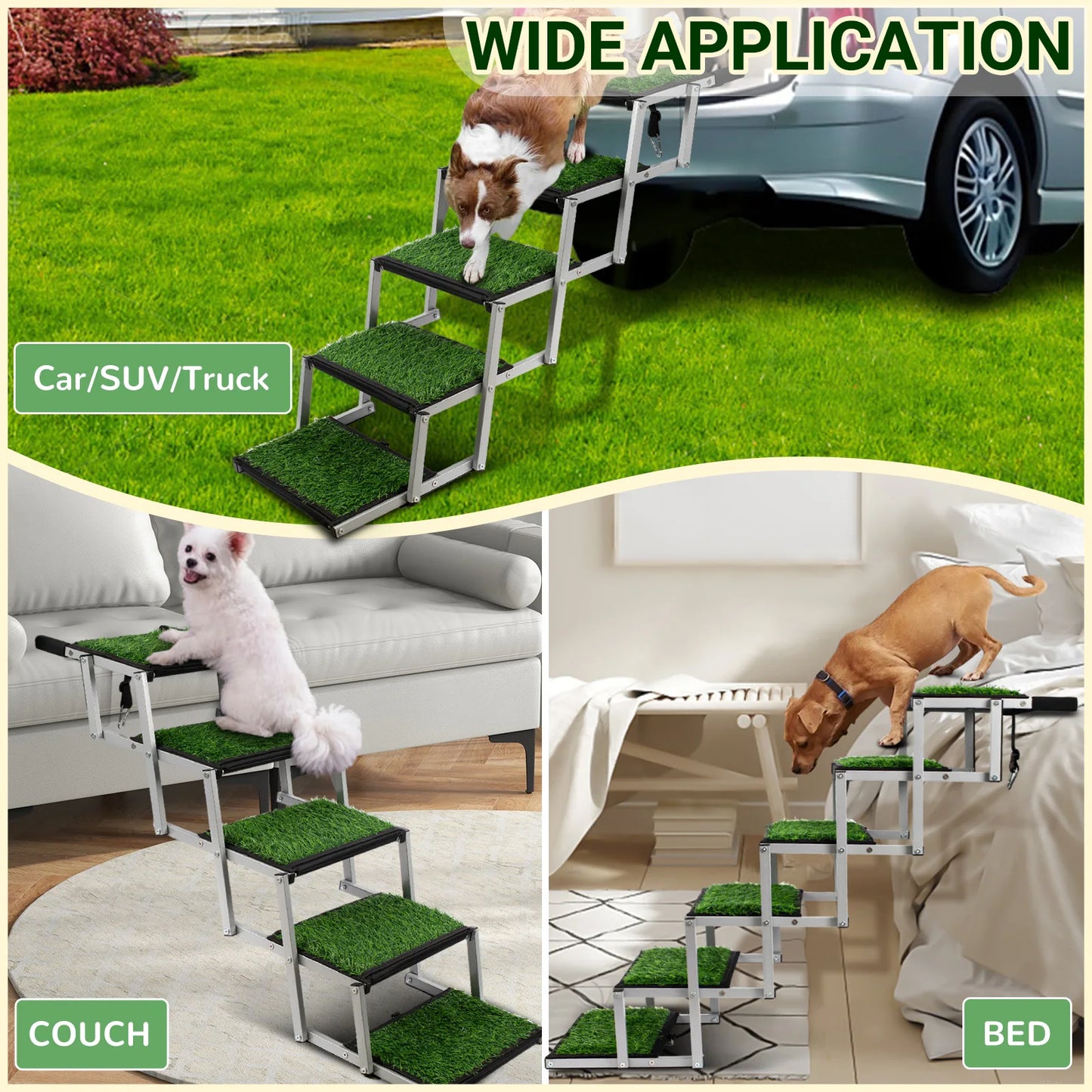 NONEDog Extra Wide Dog Stairs Foldable Ramp For Cars