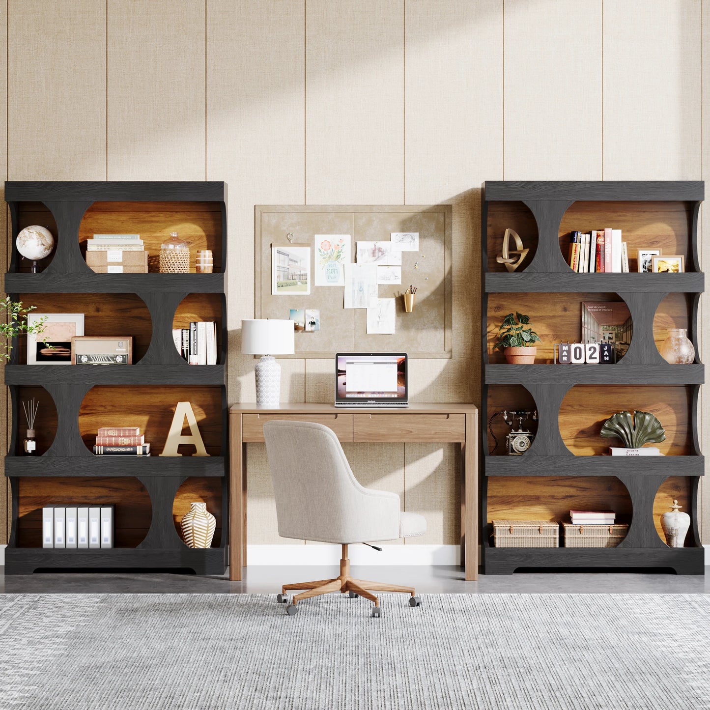 Tribesigns S-Shaped 4-Tier Bookcase Freestanding Wood Storage