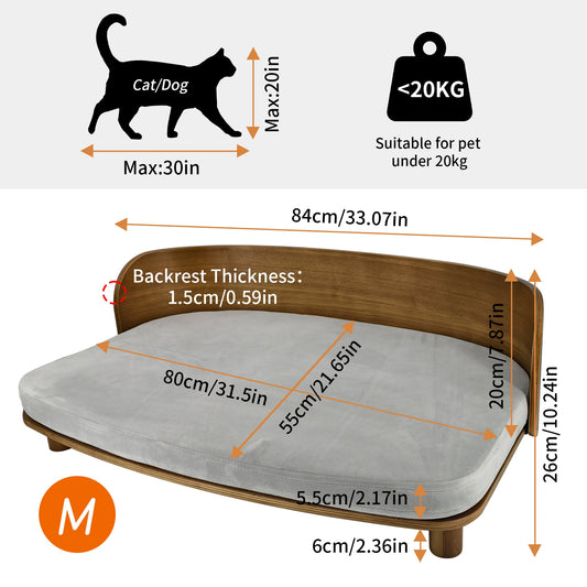 BINGOPAW Elevated Cat Bed Wooden Indoor Pet Sofa Chair