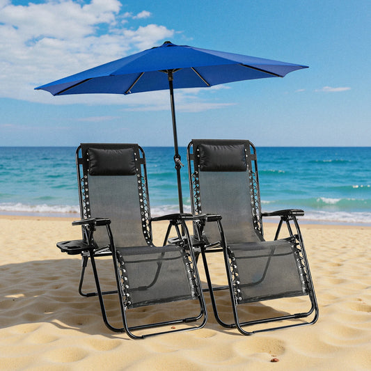 JHK Zero Gravity 2-Piece Portable Recliners with Cup Holders