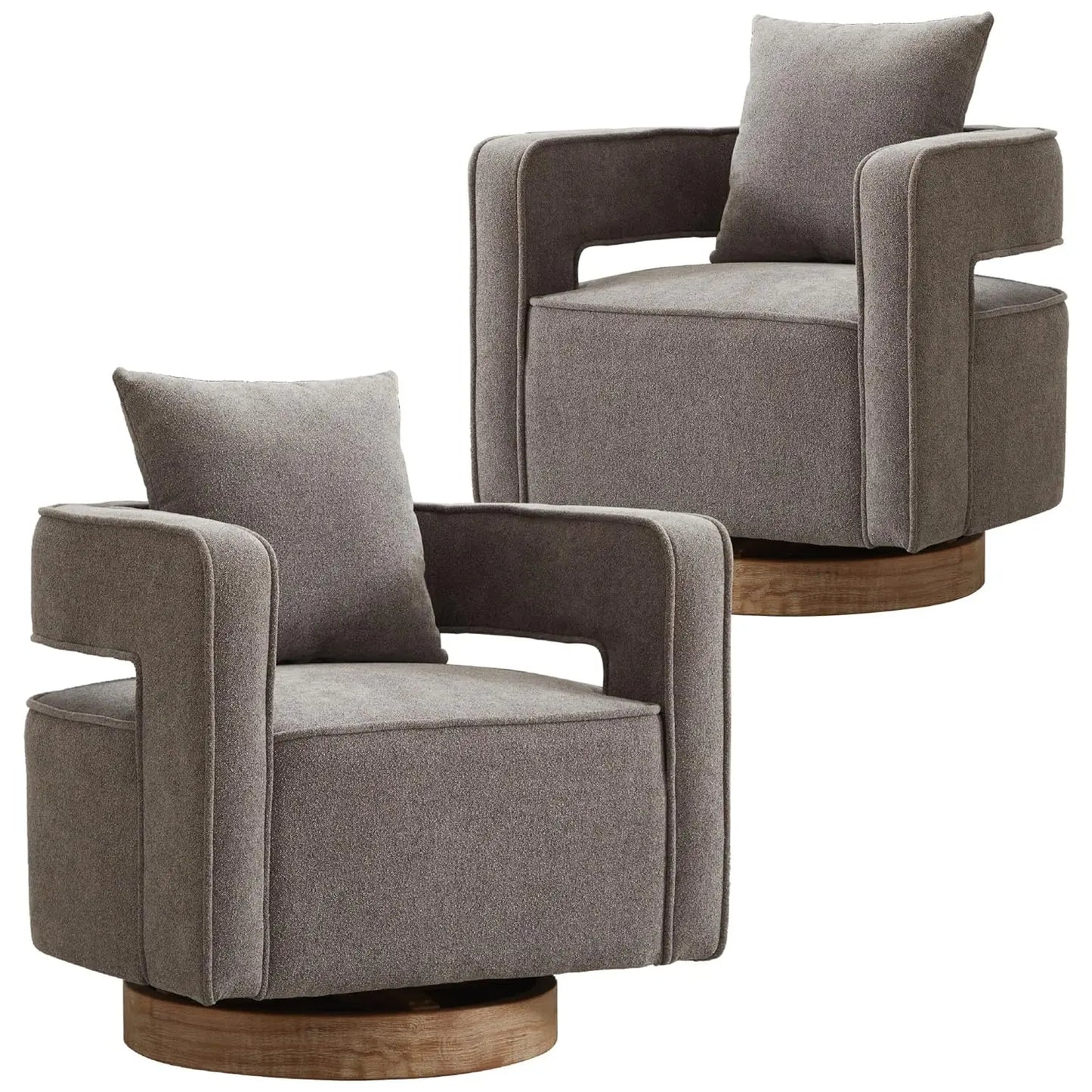 Upholstered Swivel Accent Chair Set Of 2 With Pillow