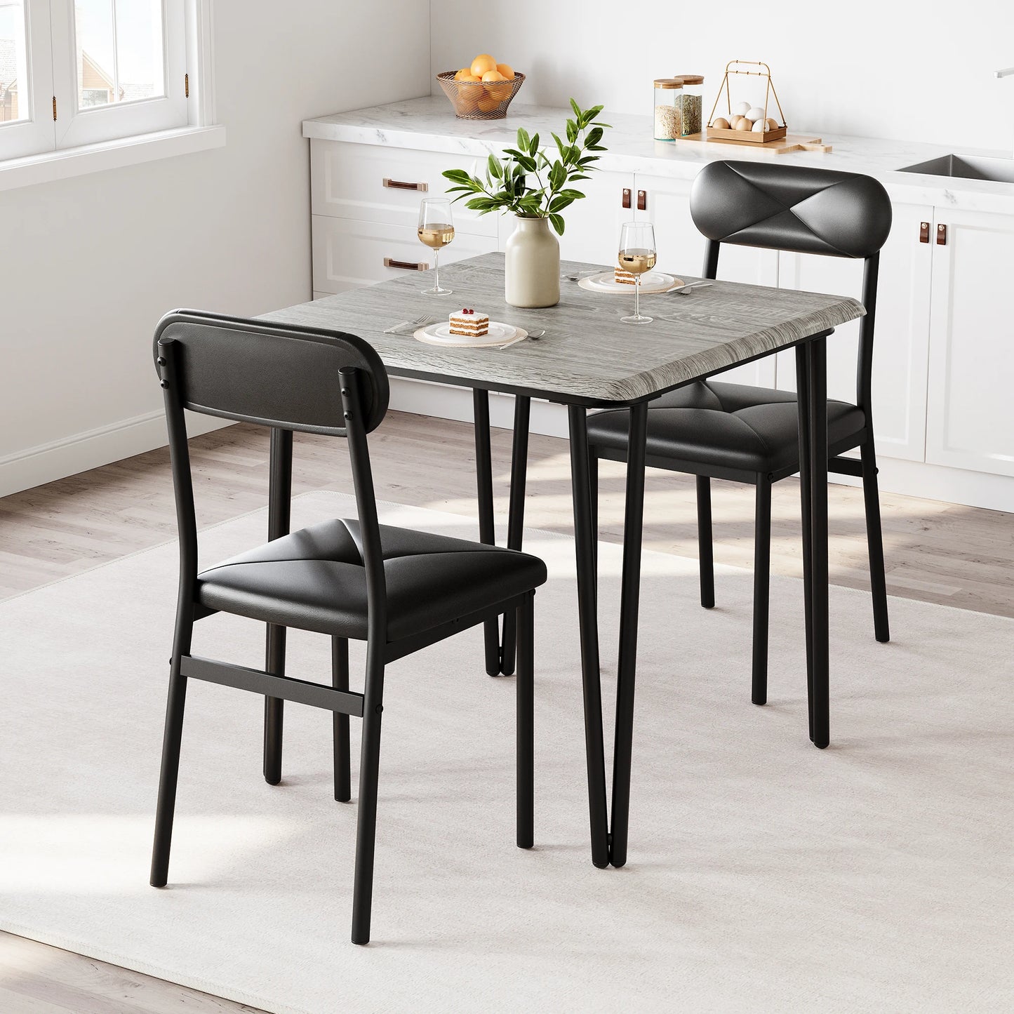 TWISTER.CK Dining Table Set for Two With Upholstered Chairs