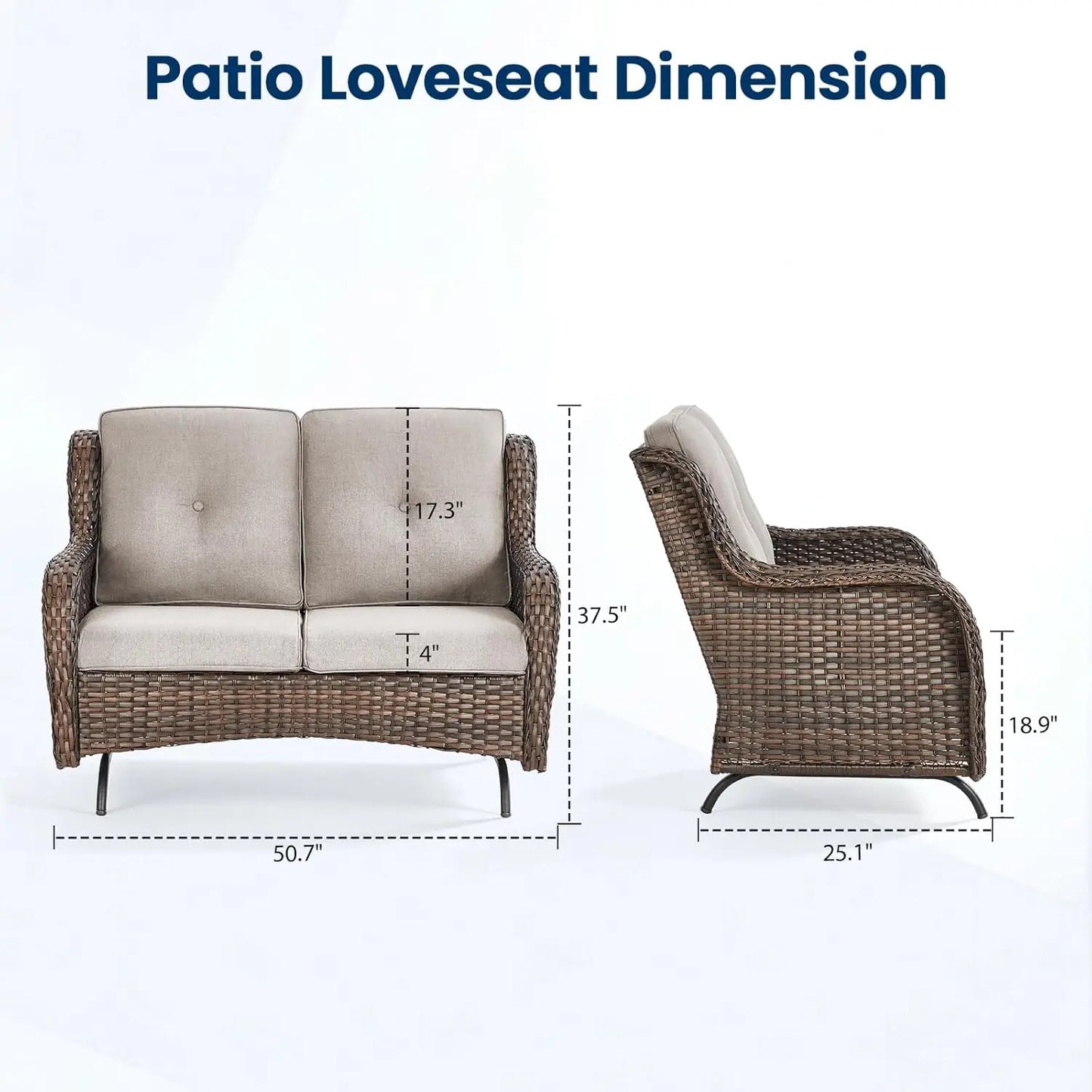 Patio Loveseat Sofa Outdoor Wicker With Luxury Cushions All Weather