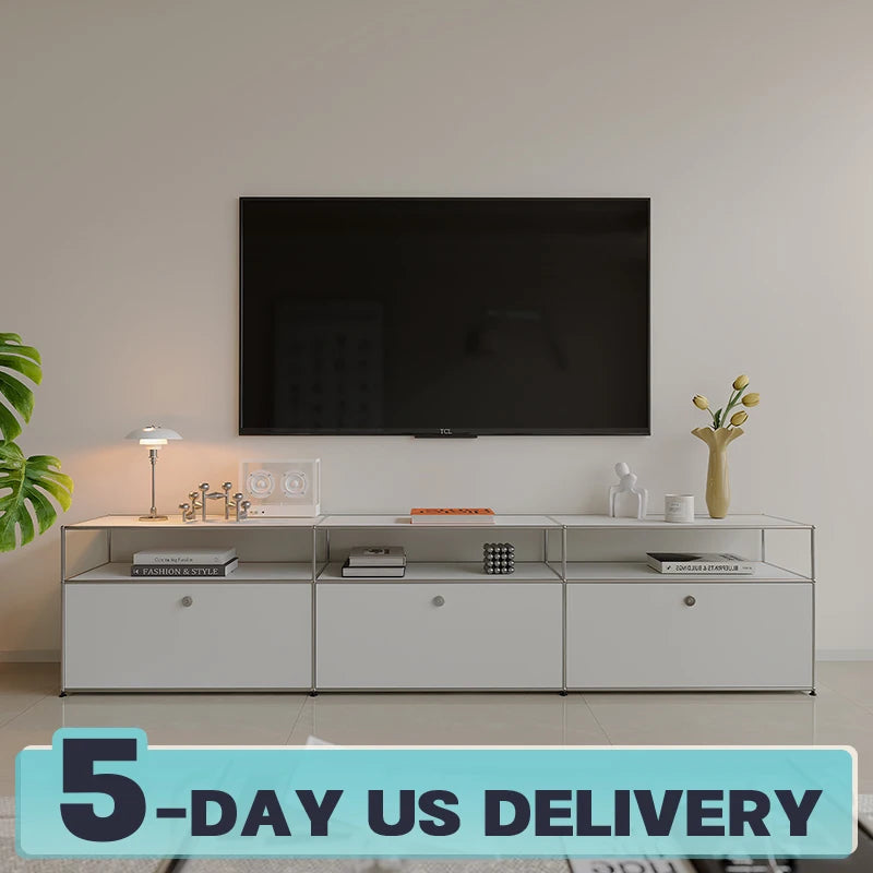 Bigcityfur Metal TV Stand Storage Corner Cabinet For Living Room