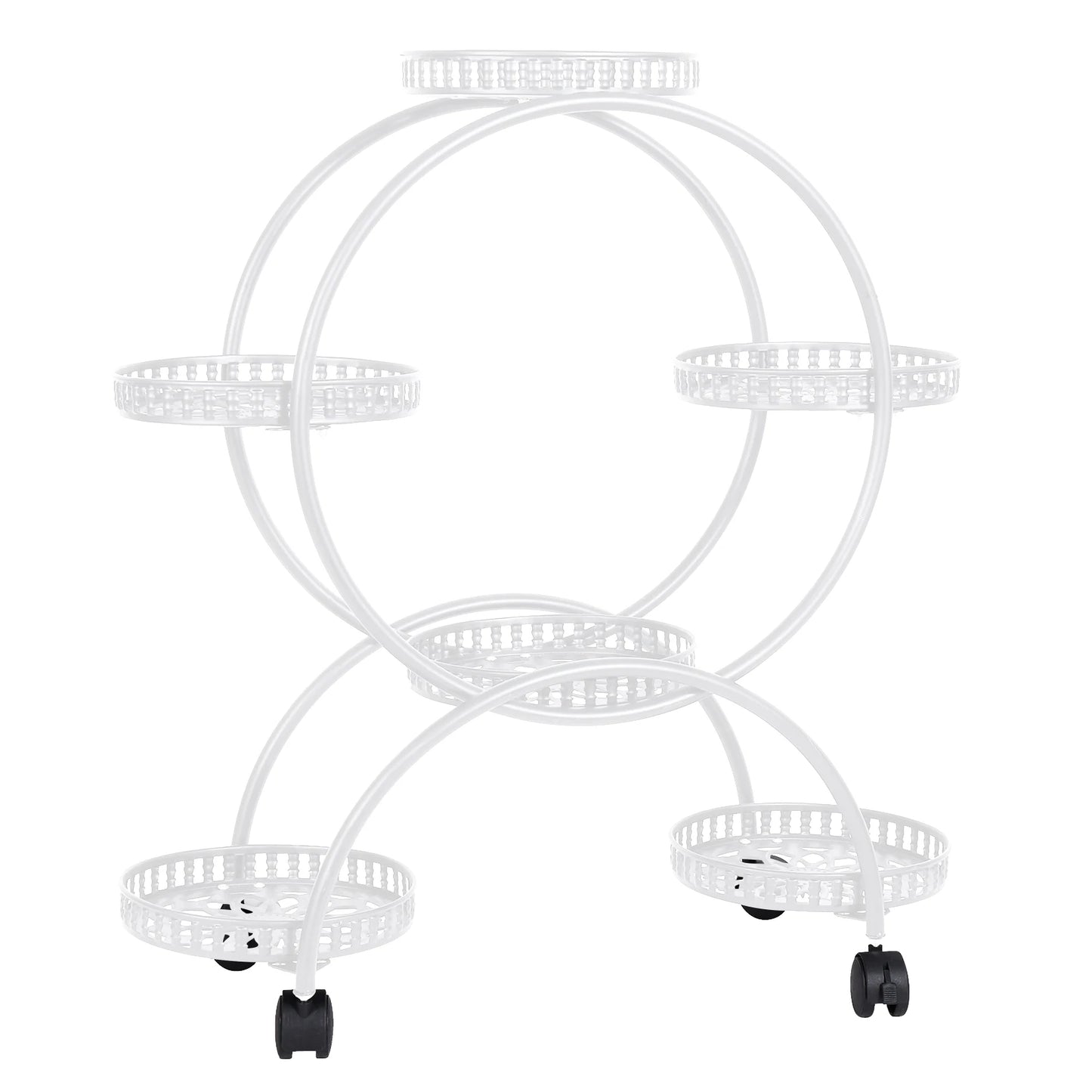 Wisfor Metal Plant Pot Stand With Wheels Rolling Flower Rack