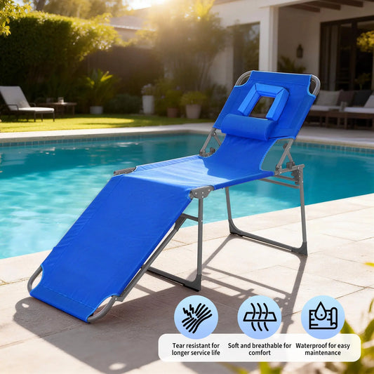 HiMISS Portable Face Hole Tanning Chair Folding Beach Lounger