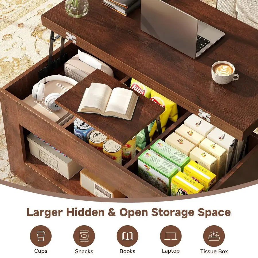 XMSJ 4-In-1 Lift Top Coffee Table With Ample Storage