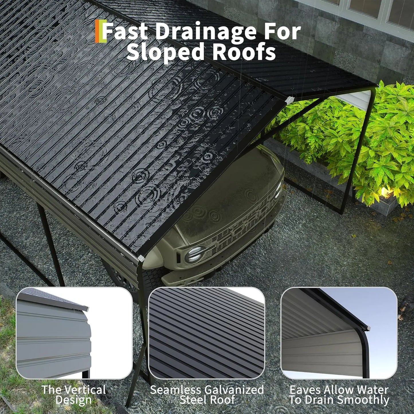 Metal Carport Heavy Duty Canopy With Galvanized Steel Frame