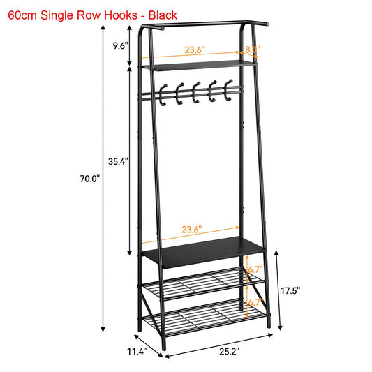 TWISTER.CK Coat Rack 4-In-1 Hall Tree With Shoe Storage