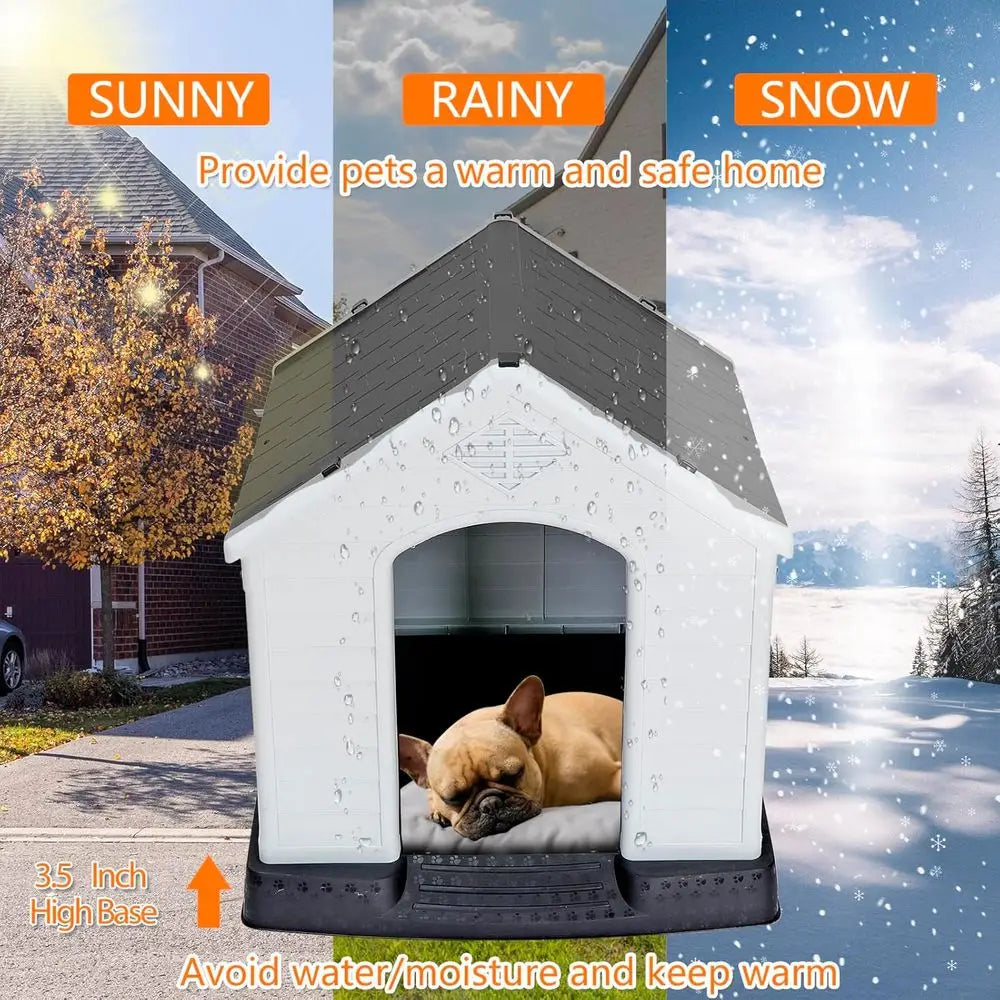Weatherproof Insulated Dog Kennel With Air Vents And Elevated Floor