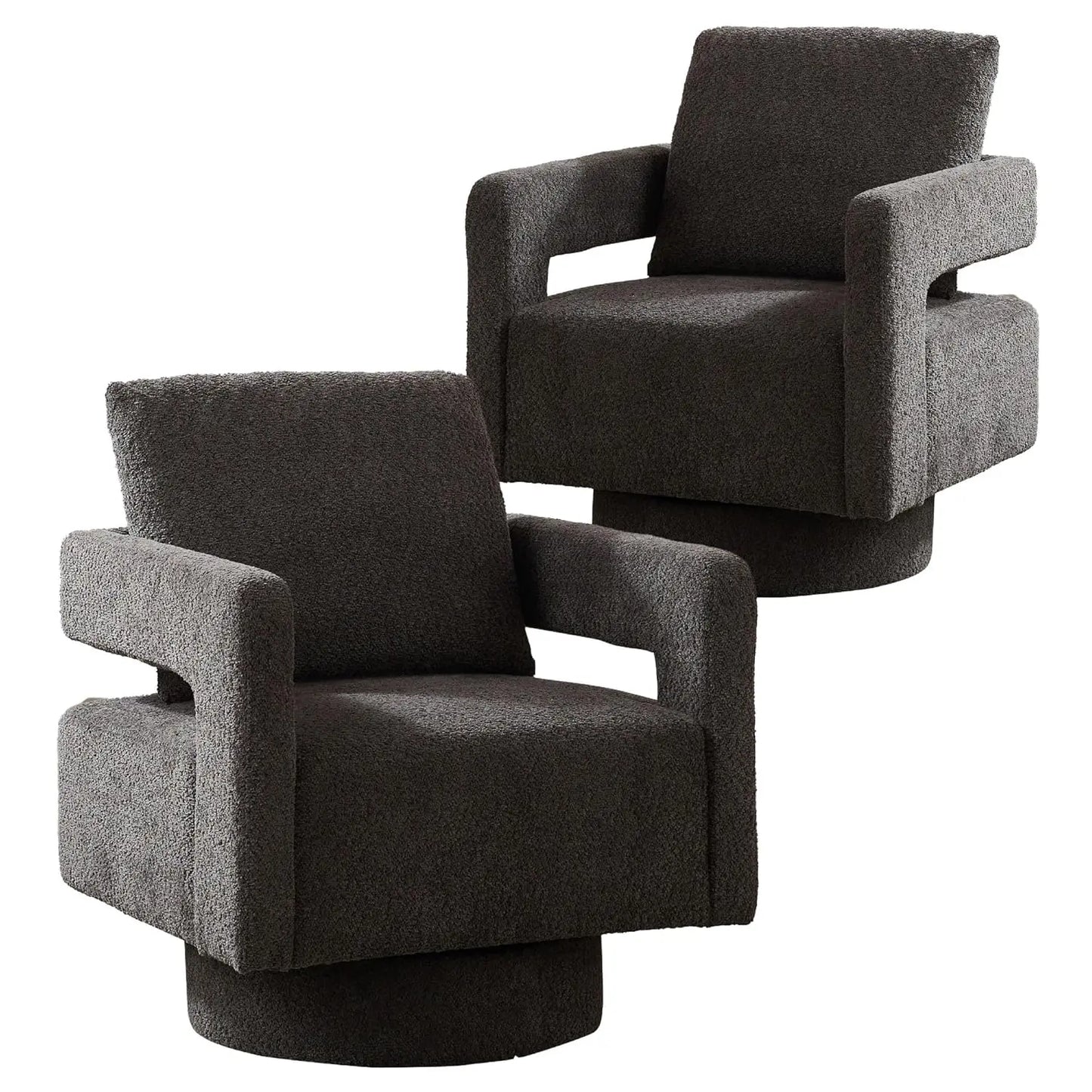 Upholstered Swivel Accent Chair Set Of 2 With Pillow