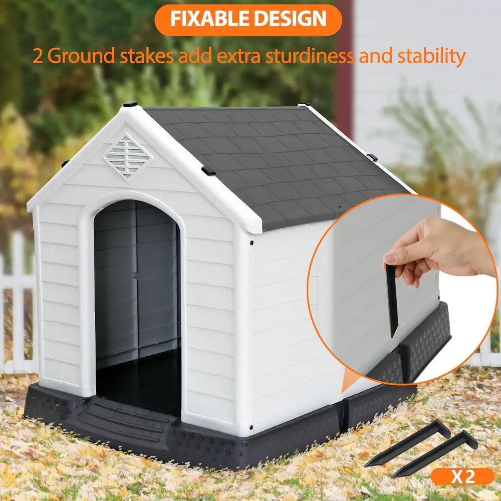 Weatherproof Insulated Dog Kennel With Air Vents And Elevated Floor