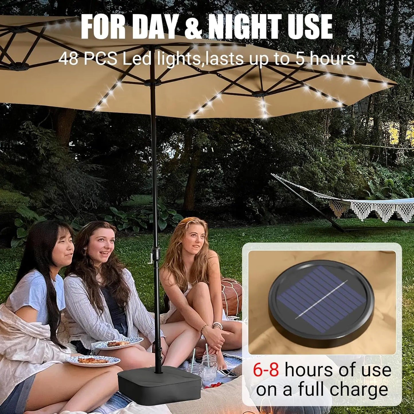 LeveLeve Double Sided Patio Umbrella With Base For Outdoor Shade