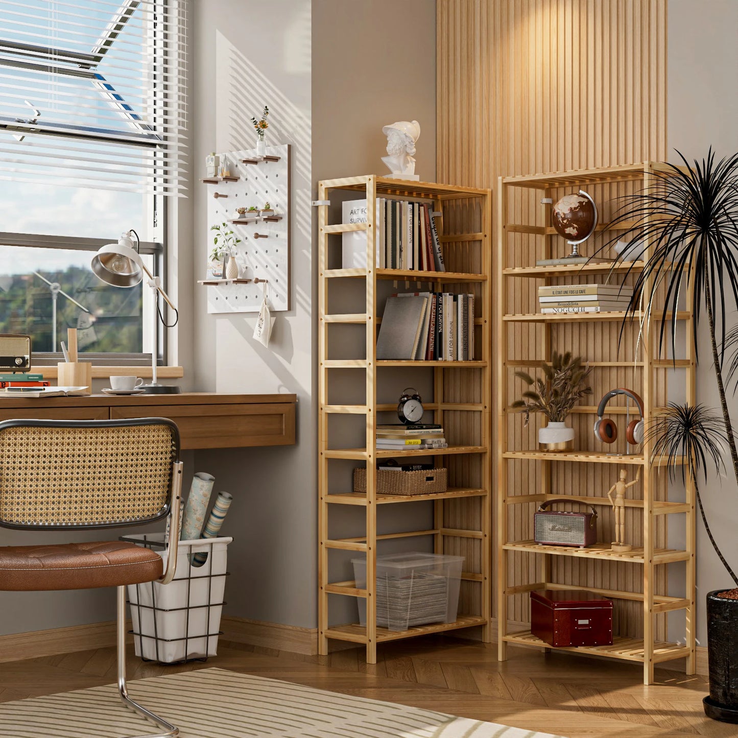 6-Tier Bamboo Storage Rack Shelving Unit For Home Organization