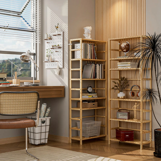 6-Tier Bamboo Storage Rack Shelving Unit For Home Organization