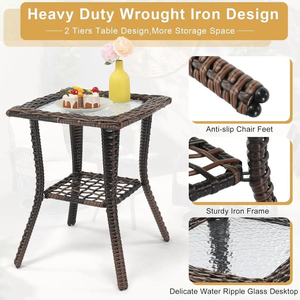 3-Piece Patio Furniture Set With Swivel Chairs And Bistro Table