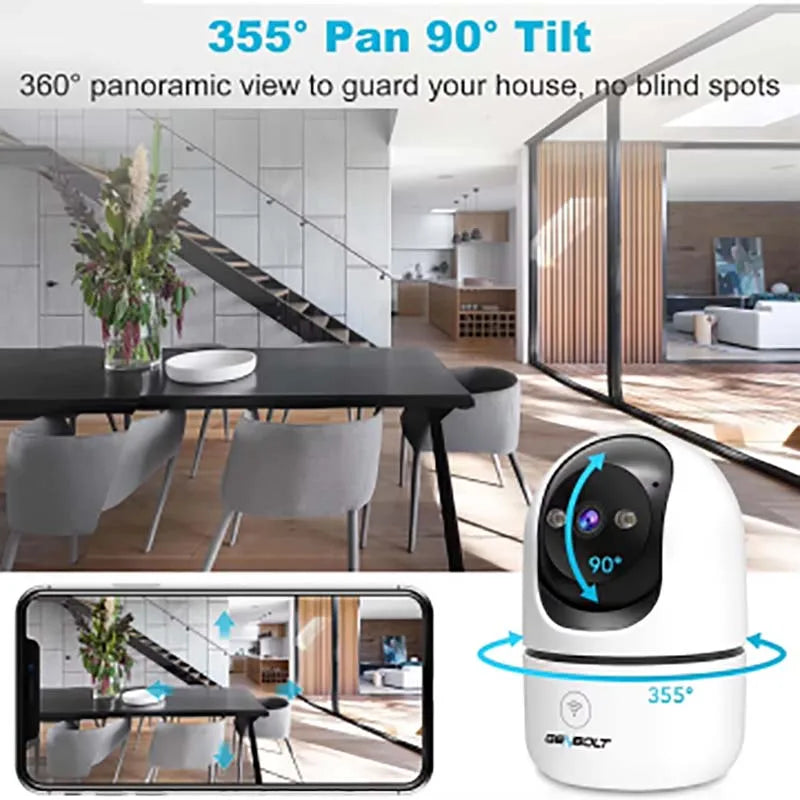 GENBOLT WiFi Indoor Security Camera 3MP Auto Tracking Baby Monitor