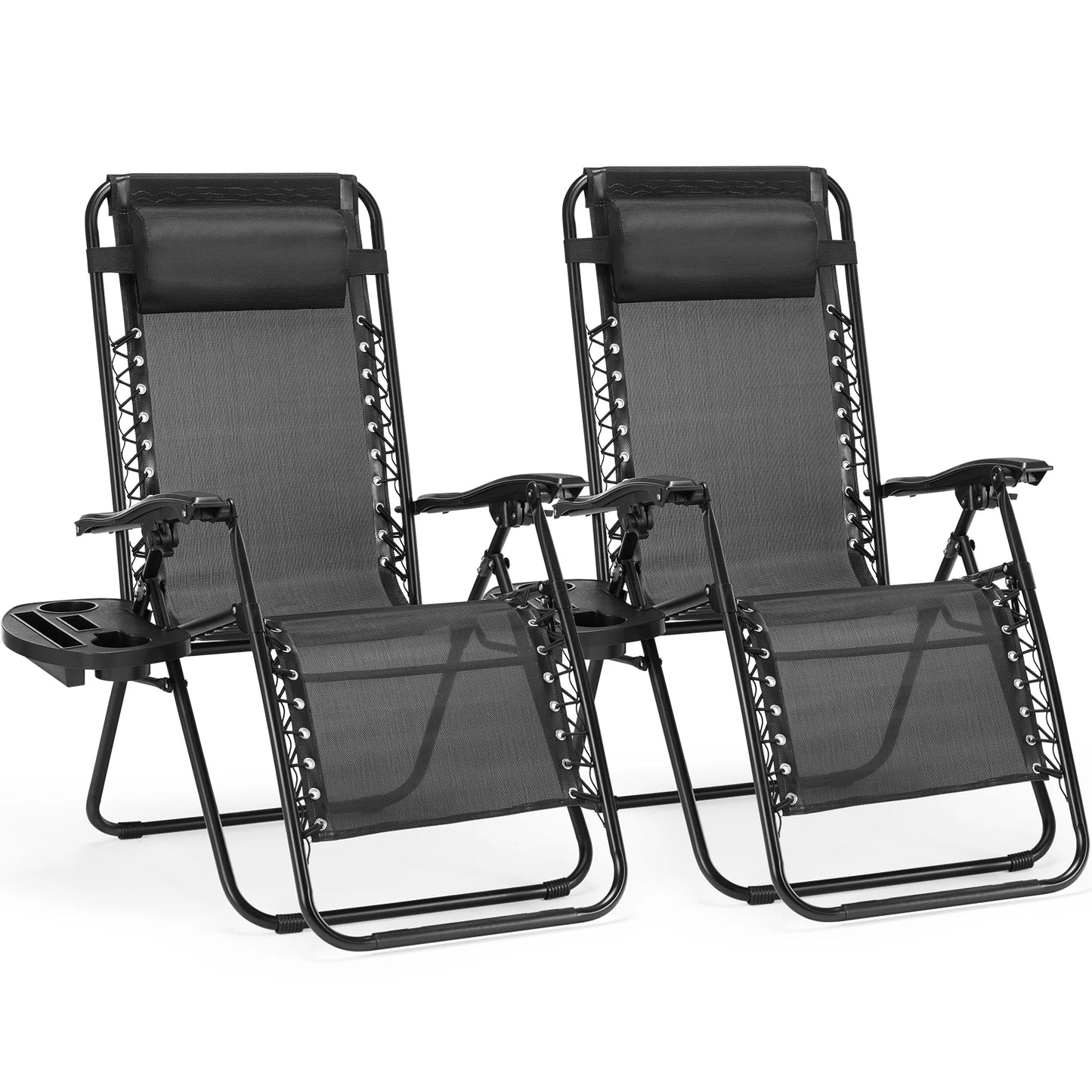 JHK Zero Gravity 2-Piece Portable Recliners with Cup Holders