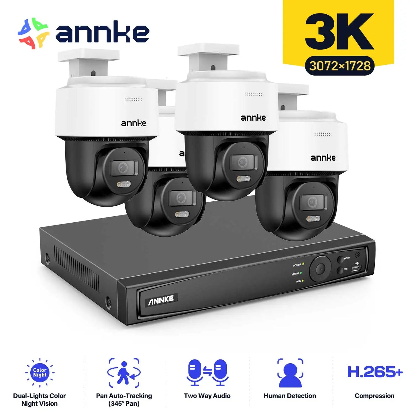 ANNKE 3K Smart Dual Light Network Dome Camera 12MP PoE