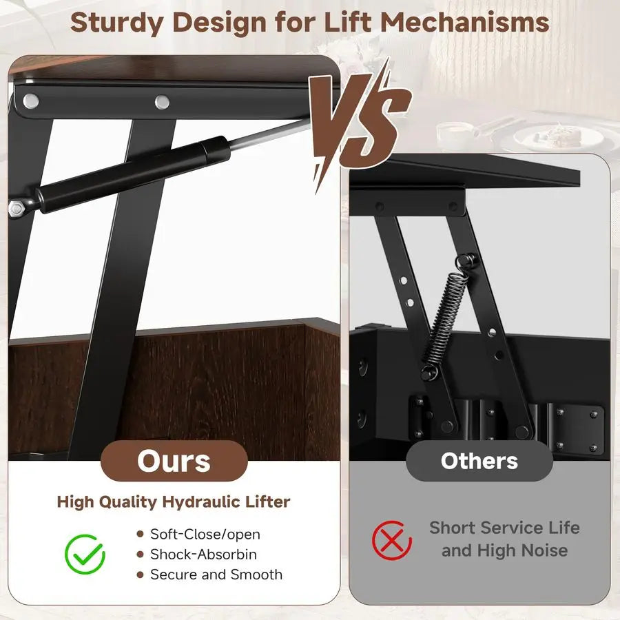 XMSJ 4-In-1 Lift Top Coffee Table With Ample Storage